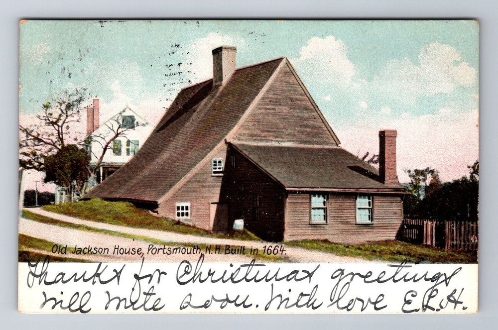 Portsmouth NH-New Hampshire, Old Jackson House, Antique Vintage Postcard