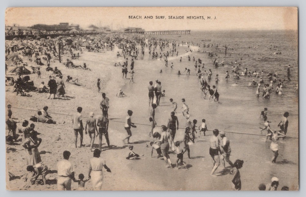 Seaside Heights, N.J., Beach and Surf Vintage Postcard