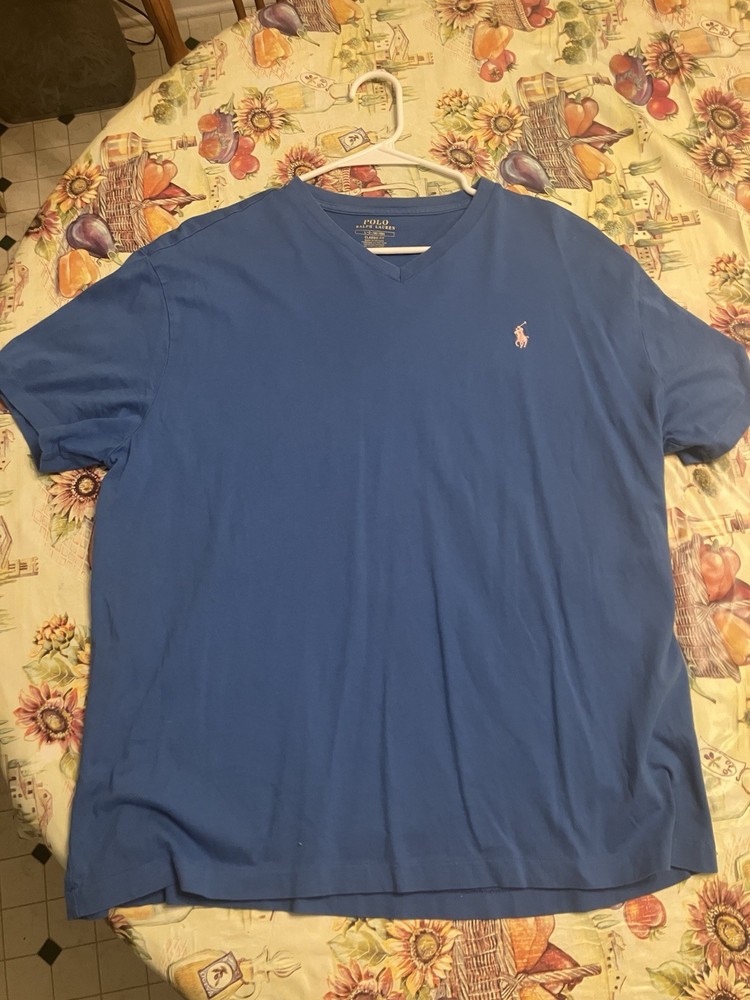 Polo Ralph Lauren Men's Blue Crew Neck Short Sleeve Logo Cotton Knit T-Shirt L