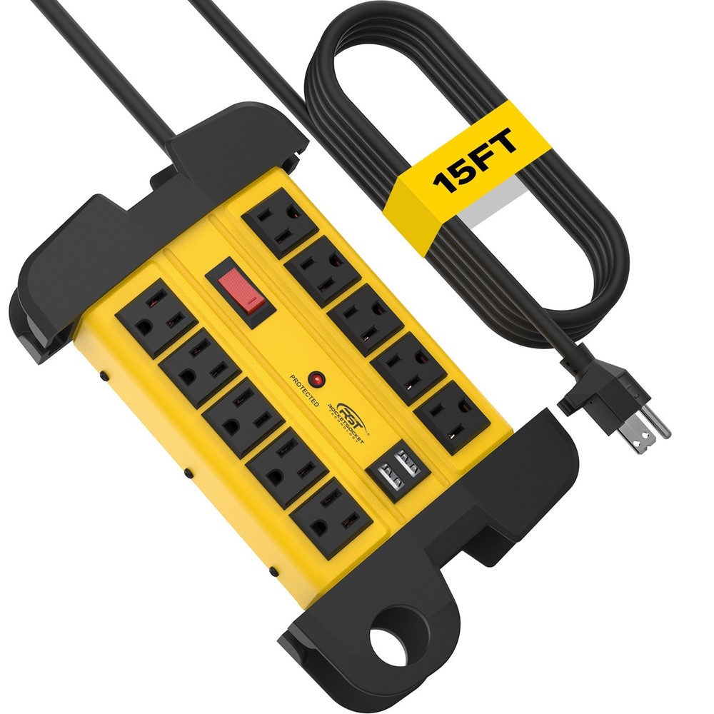 CRST 8-16 Outlets Heavy Duty Power Strip Surge Protector 2800J 6-15FT Power Cord