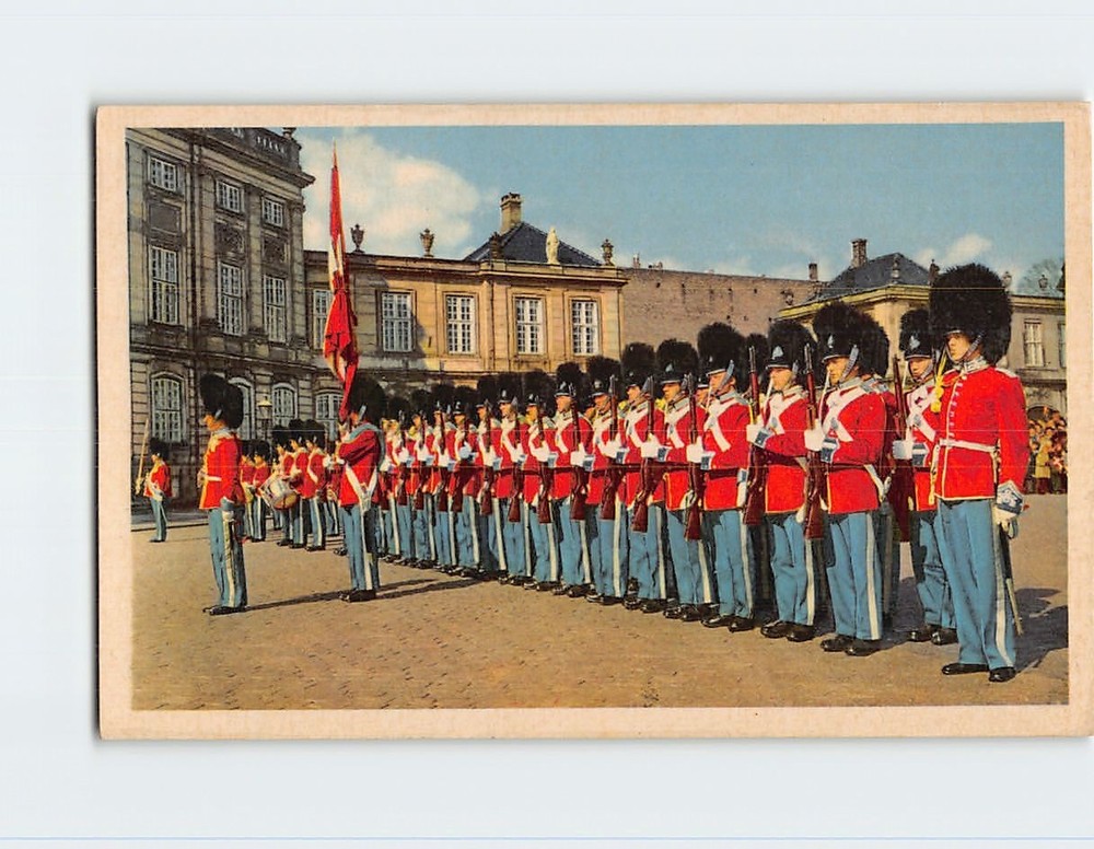 Postcard Royal Guard Amalienborg Palace Copenhagen Denmark