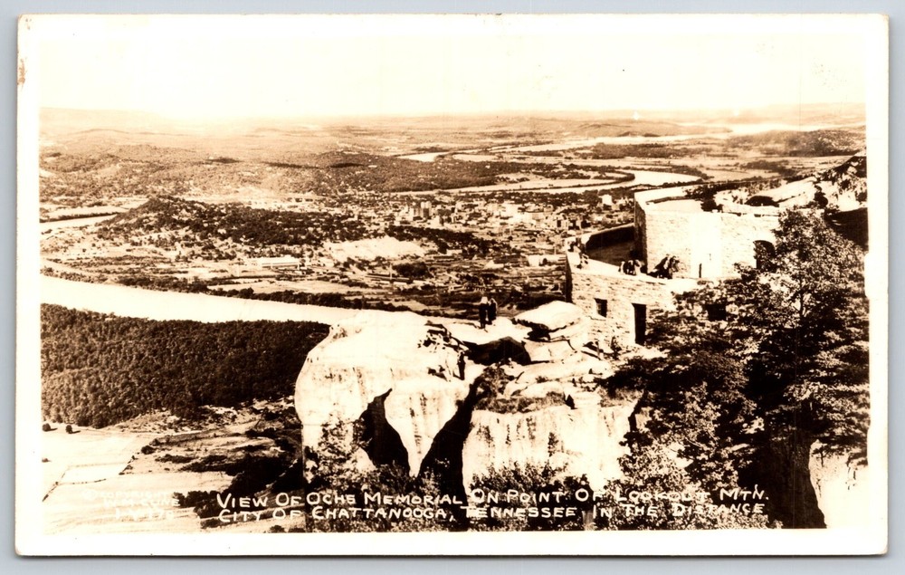 RPPC~Tennessee~View Of Ochs Memorial On Point Lookout Mtn~Real Photo Postcard