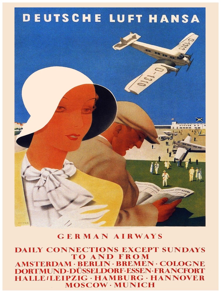 7765.Decoration Poster.Home Room wall interior design.German aviation airways