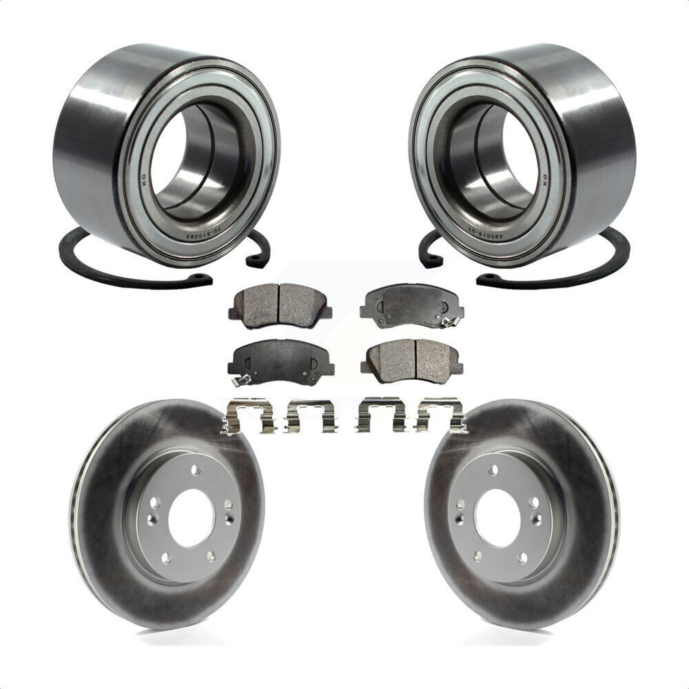 Hyundai Elantra GT Kia Forte Front Wheel Bearing Coated Brake Rotor Pads Kit
