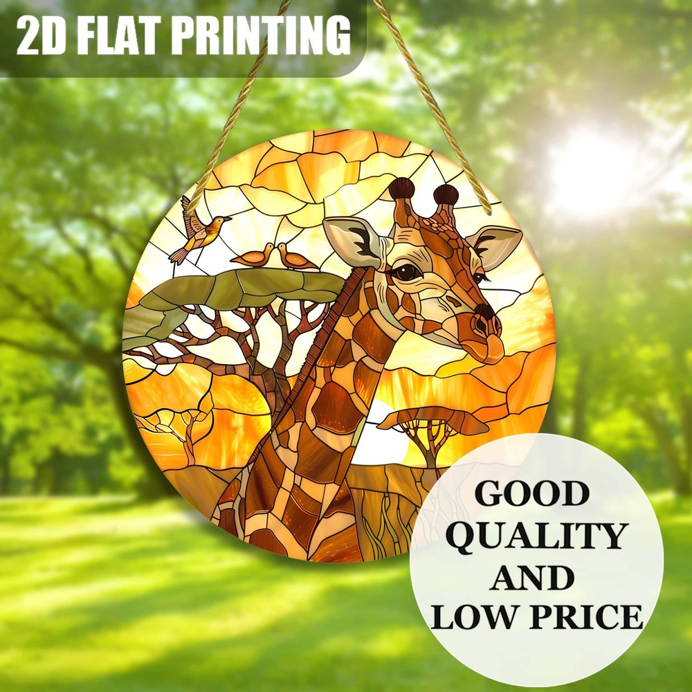 8x8 Bohemian Giraffe Suncatcher Animal Lovers Home Decor Gift