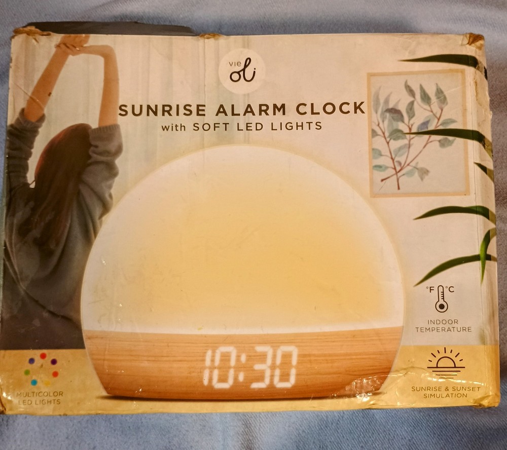 Vie Ol Sunrise Alarm Clock, W Soft LED Lights, Date, Time, Temp *Same Day Ship*