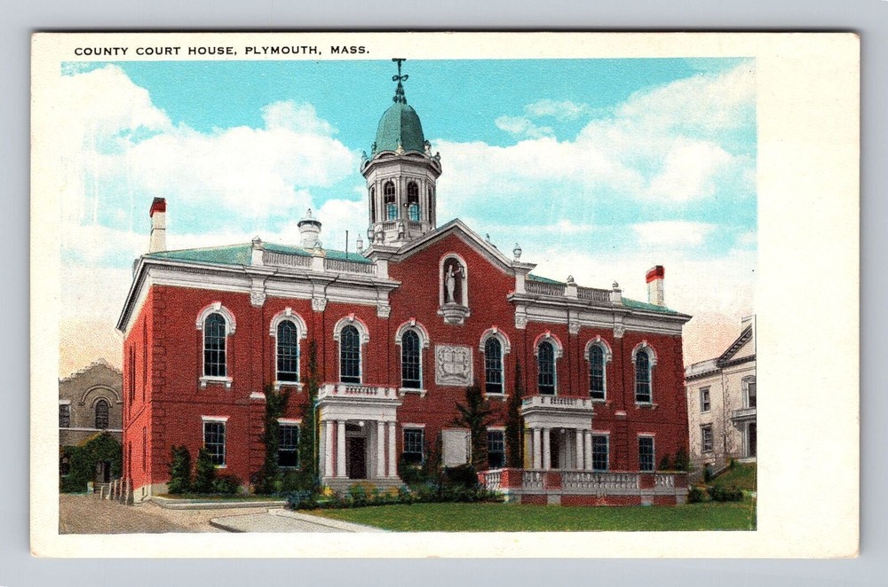 Plymouth MA-Massachusetts County Court House Vintage Postcard Post