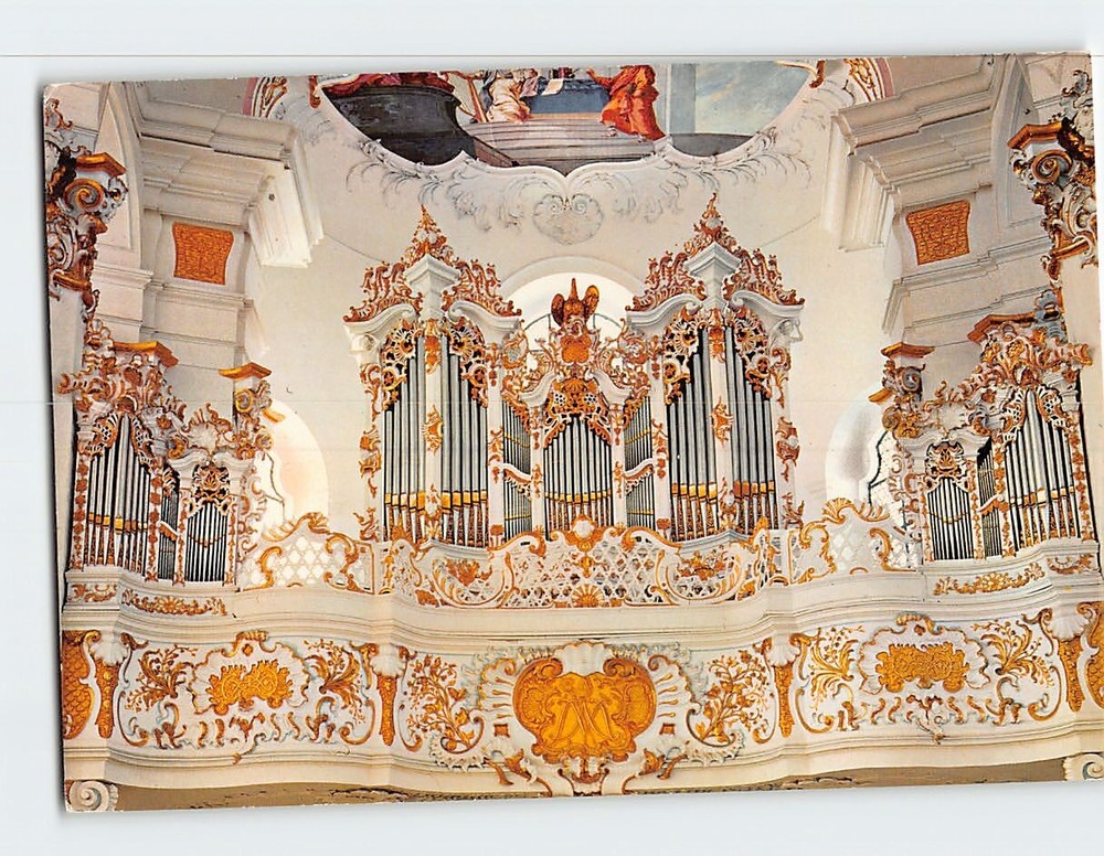 Postcard Interior Pilgrimage Church of Wies Steingaden Germany