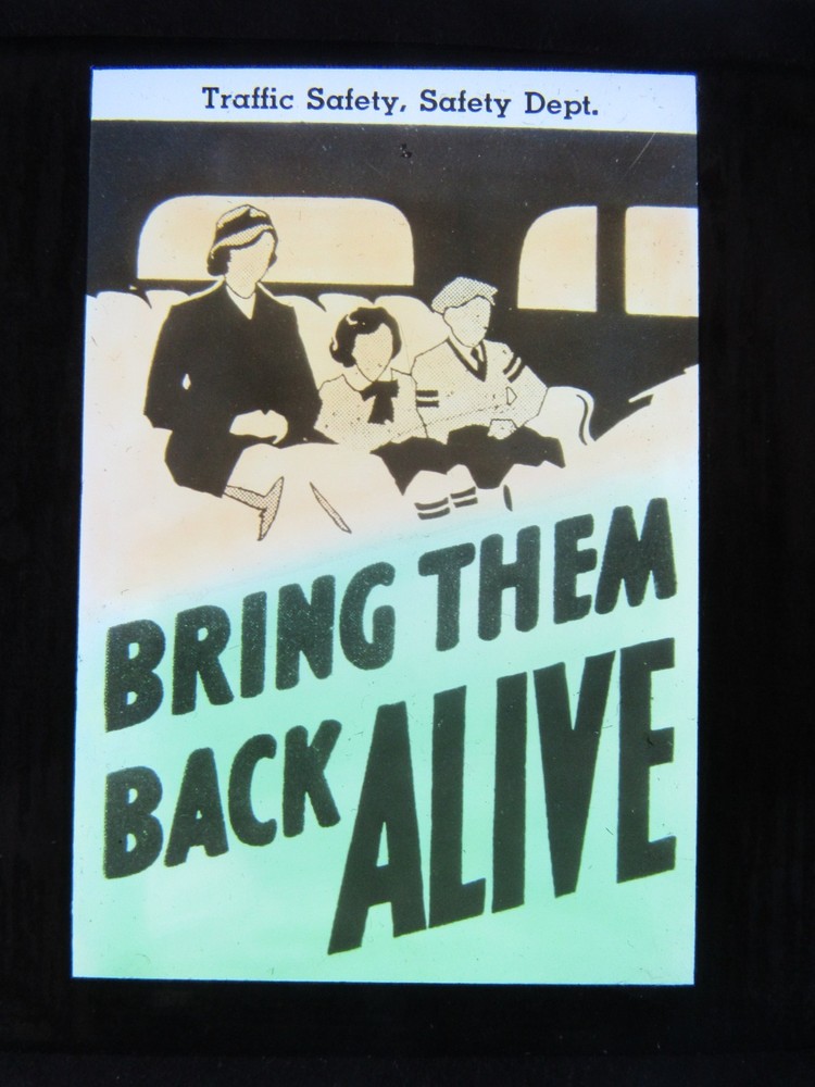 Antique CAR SAFETY Illustrated MAGIC LANTERN SLIDE Bring Them Back Alive