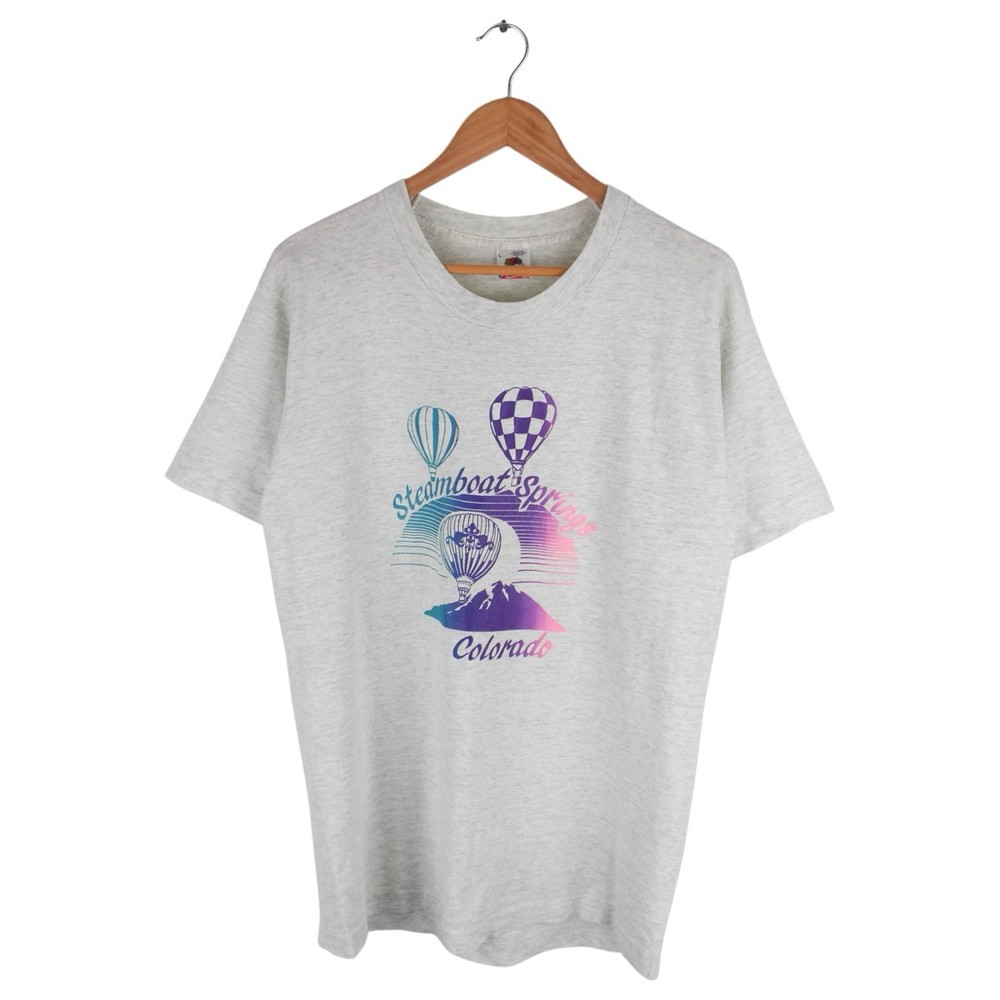 Vintage Steamboat Springs Colorado Graphic T-Shirt Single Stitch Gray Size Large