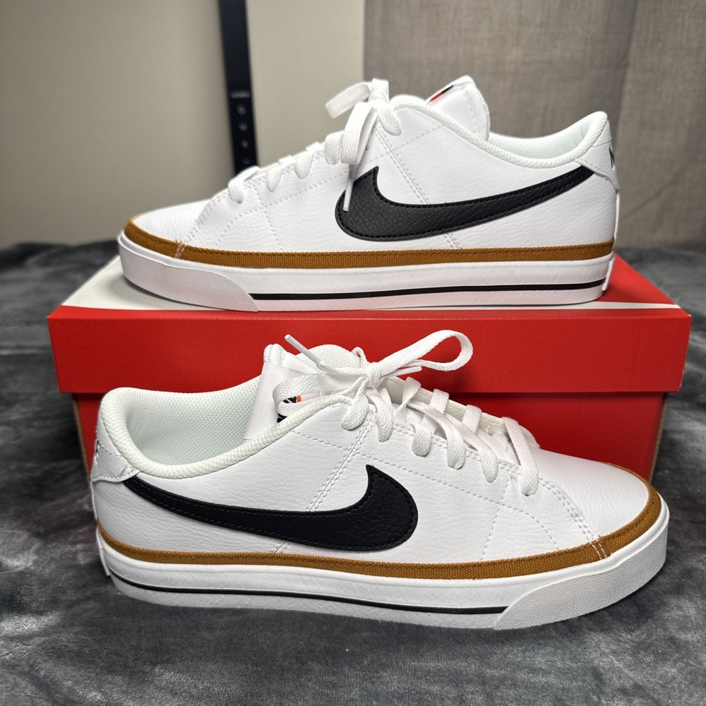 Nike Court Legacy NN White Black Desert Ochre Mens 8.5 Womens 10 New With Box