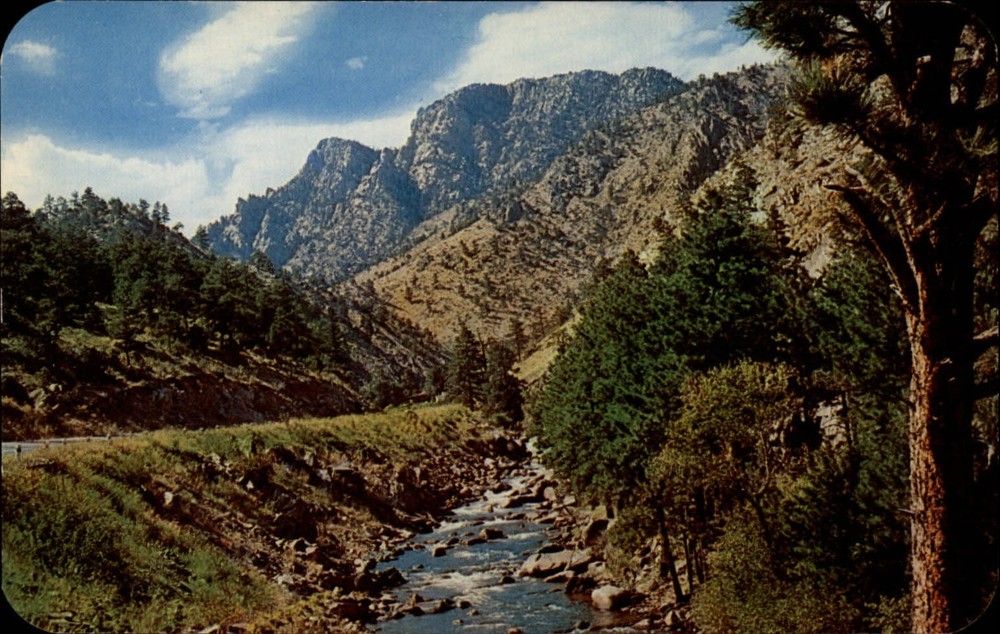 Thompson Canyon Highway 34 to Estes Park Colorado ~ 1950s vintage postcard