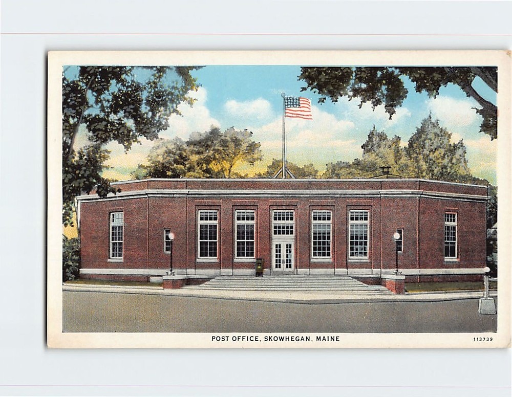 Postcard Post Office Skowhegan Maine USA