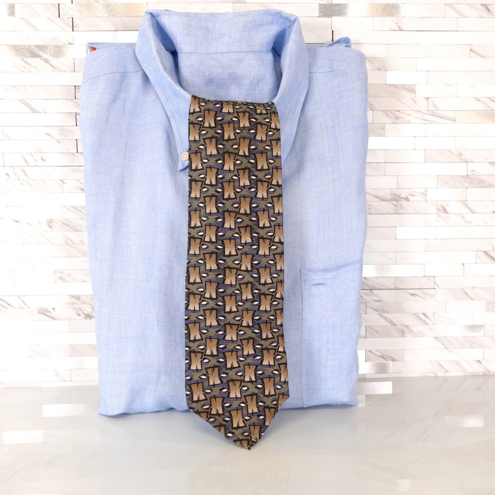 Artisphere Neck Tie Mens Brown Geometric Silk Art Designer Casual Dress USA