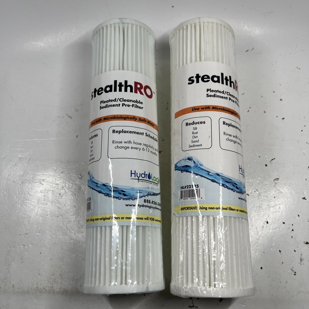 (2) Hydrologic 22125 StealthRO Pleated Cleanable Sediment Pre-Filter New Sealed
