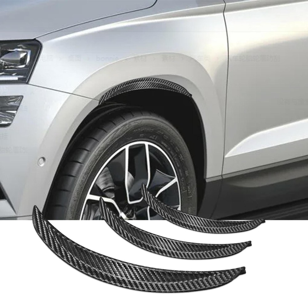 2Pcs Carbon Fiber Style Car Wheel Eyebrow Arch Protector Trim Lips Fender Flares