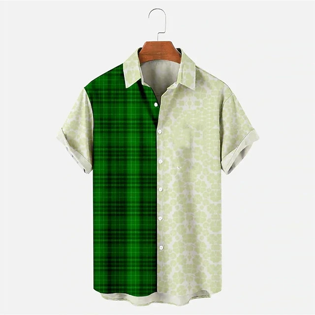 Lucky Shamrock St Patricks Day Hawaiian Shirt Button Up Holiday Party Top