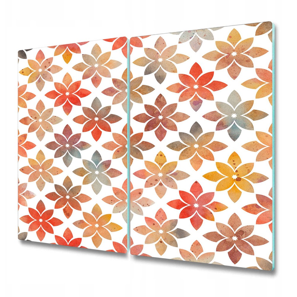 Glass Cutting Board Worktop Saver Autumn Shapes Watercolour Flowers 2x30x52