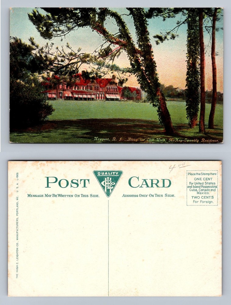 Newport, RI-Rhode Island Cliff Walk McKay-Twombly Card Standard Vintage Postcard