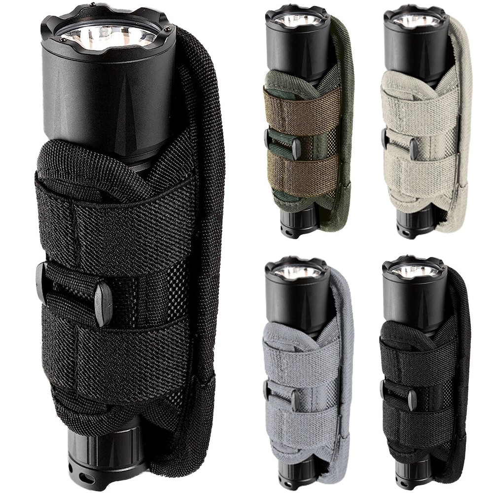Tactical Flashlight Holster Duty Belt Pouch Rotatable Clip 360 Degree Holder Bag