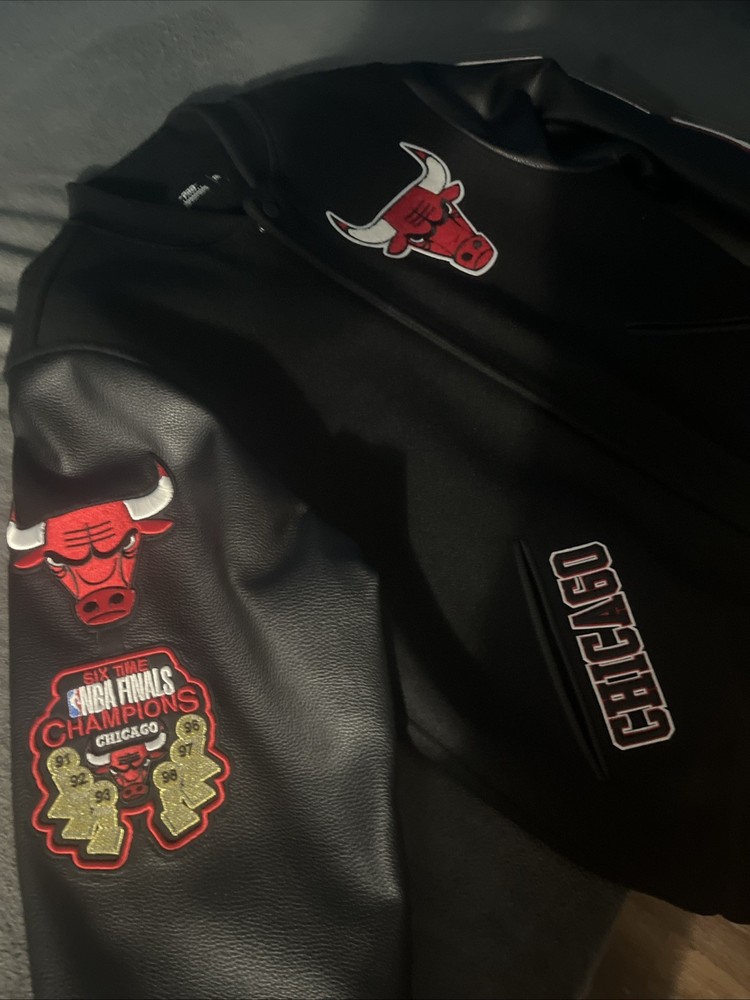 Chicago Bulls Men's Varsity Jacket Vintage Leather Sleeves Size 2XL