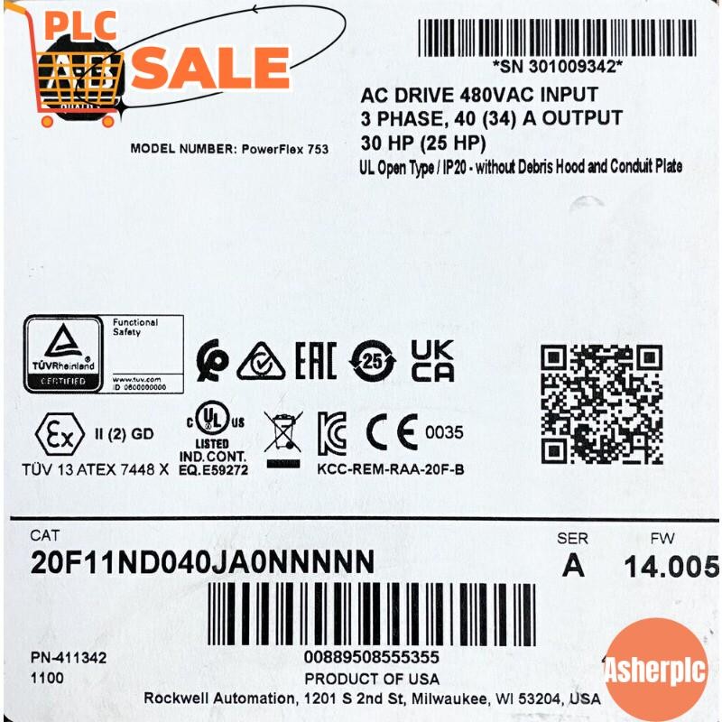 NEW AB 20F11ND040JA0NNNNN PowerFlex753 AC drive 20F11ND040JA0NNNNN