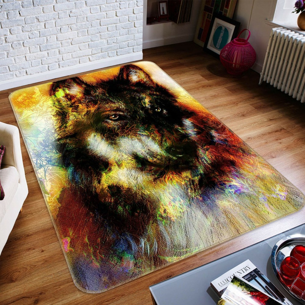 3D Artistic Wolf Non-Slip Rug Mat Elegant Photo Carpet O909