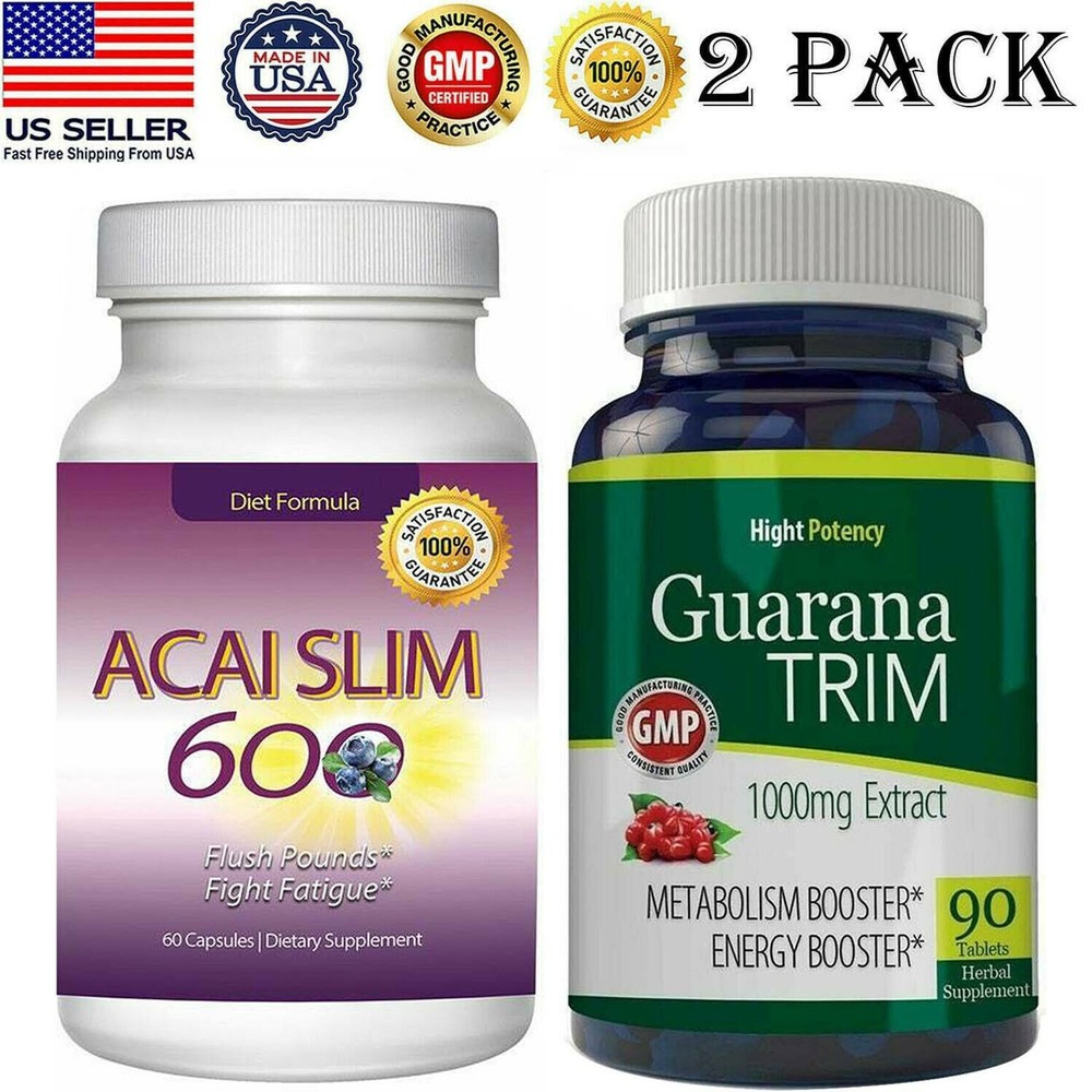 Acai Berry Slim Weight Loss & Guarana Trim Extract Metabolism Booster Capsules-image