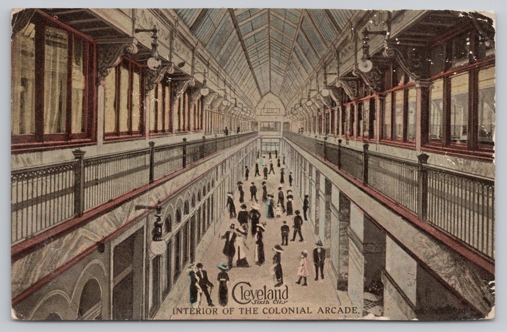 Interior of the Colonial Arcade Cleveland Ohio Postcard