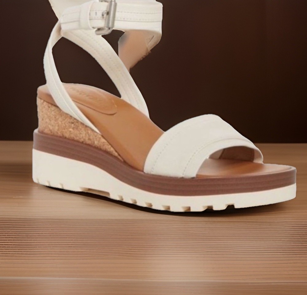See by Chloe Robin Cork Wedge Platform Sandals Off White Size 39 EU 9 US