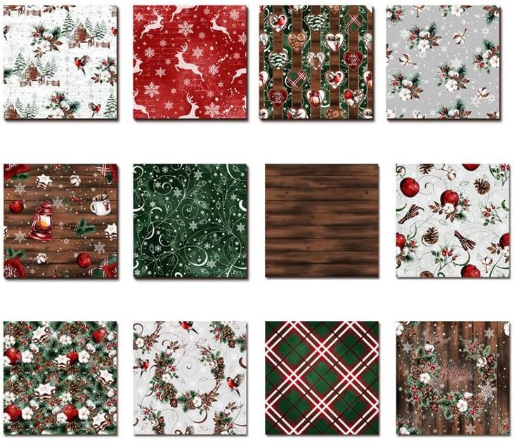 24 Sheets 12 Designs Christmas Decorative Acid Free Scrapbook Paper Set 6