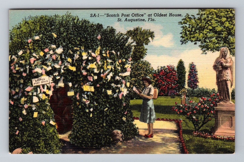 St Augustine FL-Florida Scotch Post Office at Oldest House U.S. Vintage Postcard