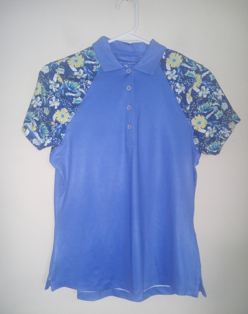 Bermuda Sands Women's Golf Shirt XS Polo  UPF 50+ Short Sleeve Berry Floral