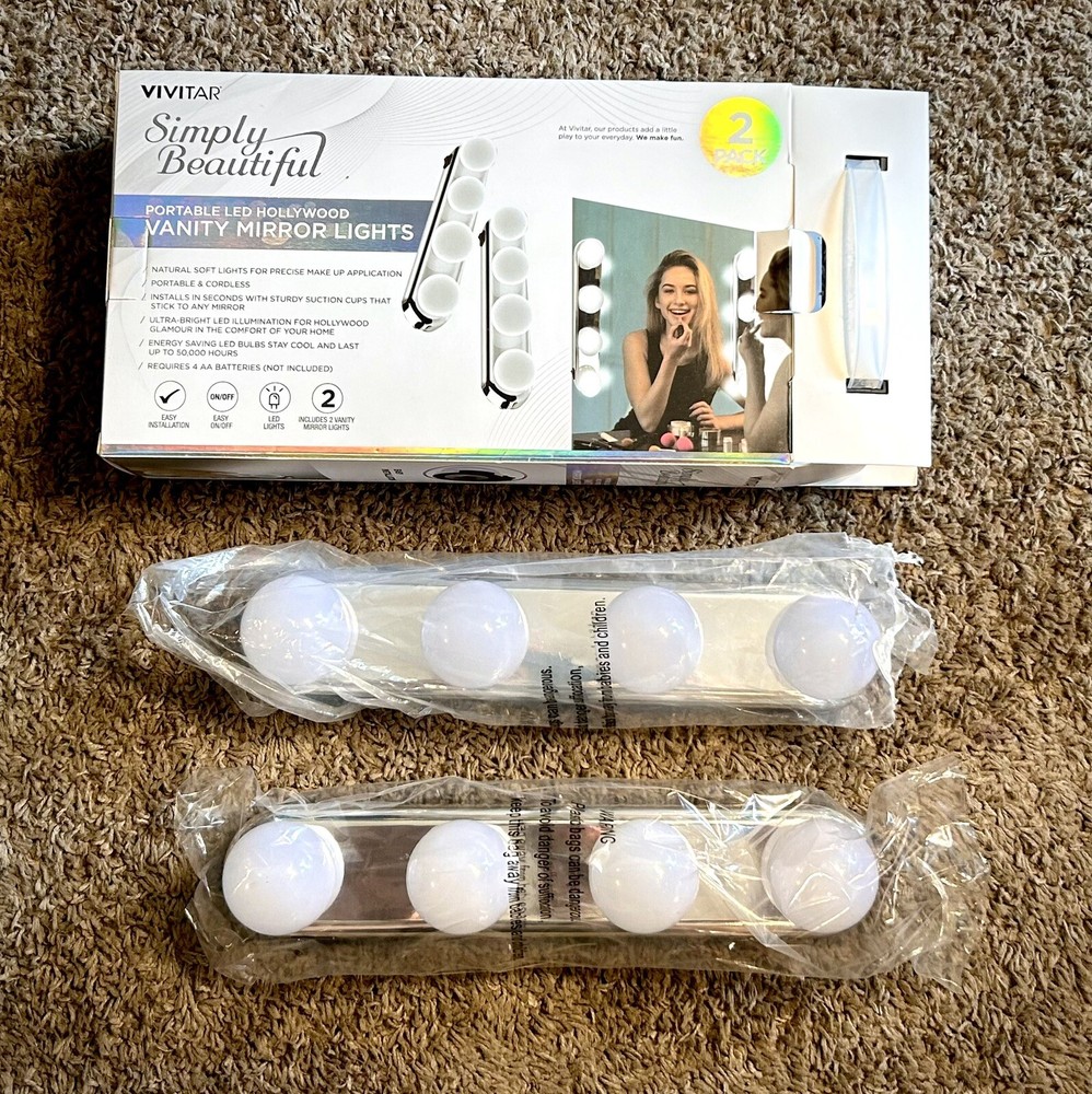 VIViTAR 2-Pack Simply Beautiful Portable LED Hollywood Vanity Mirror Lights