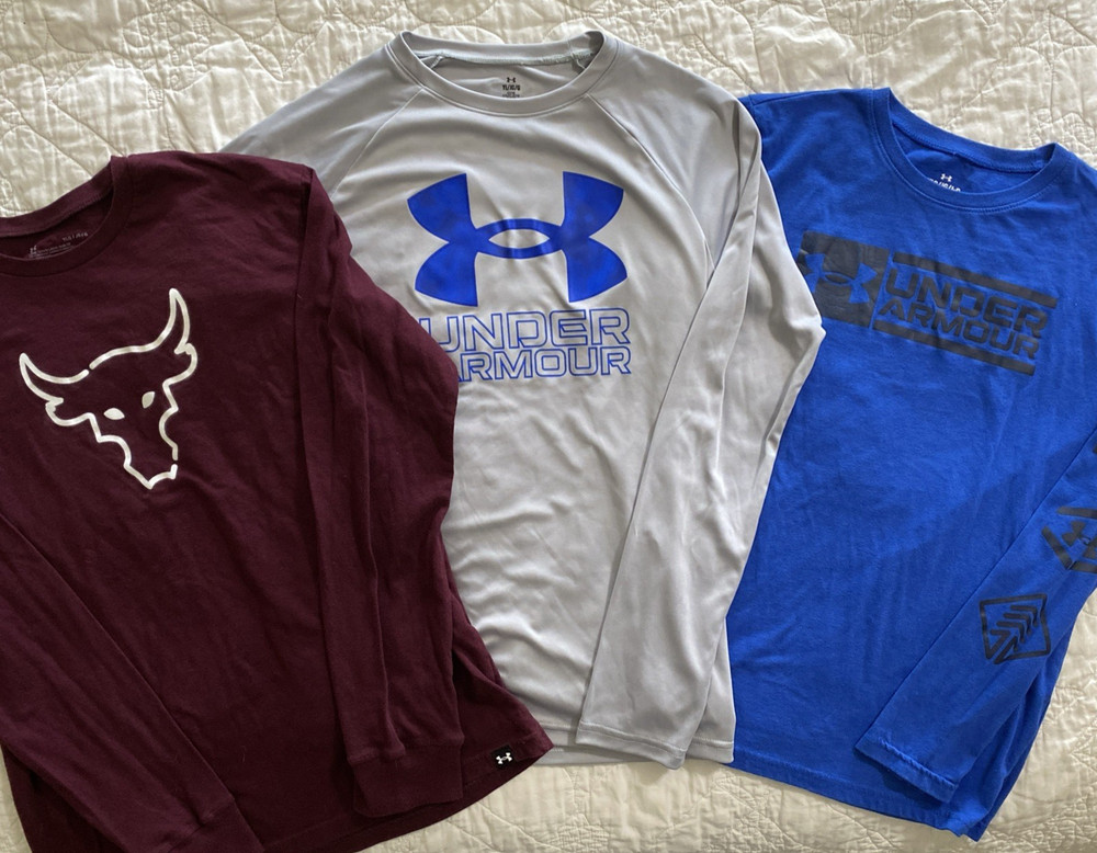 Lot of 3 - Youth UA Under Armour Long Sleeve Shirts, Large, YLG