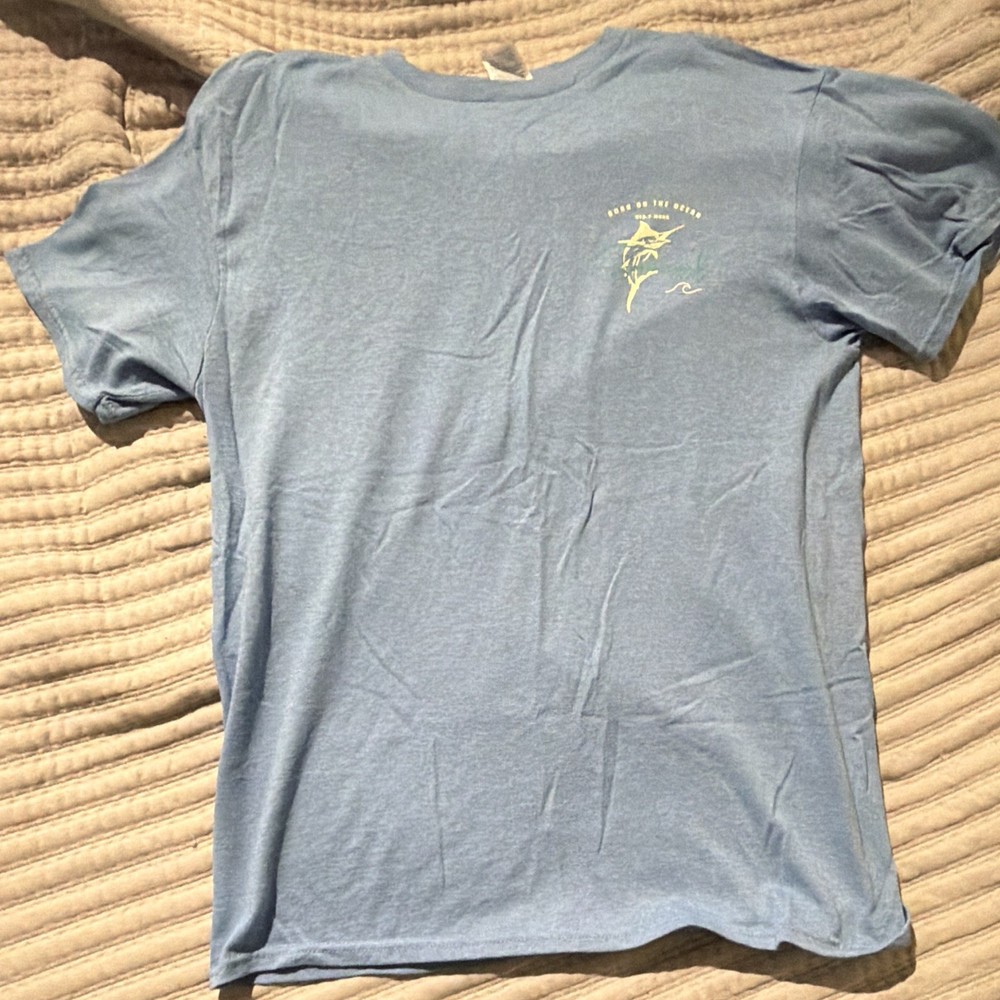 Delta Pro Weight Blue Fish Ocean Graphic Crew Neck T-Shirt Men's Size M
