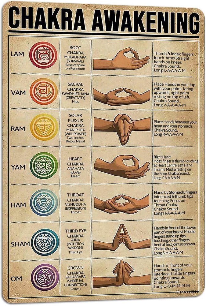 PAIION Chakra Awakening Knowledge Yoga Print Canvas Wall Art Metal Multi