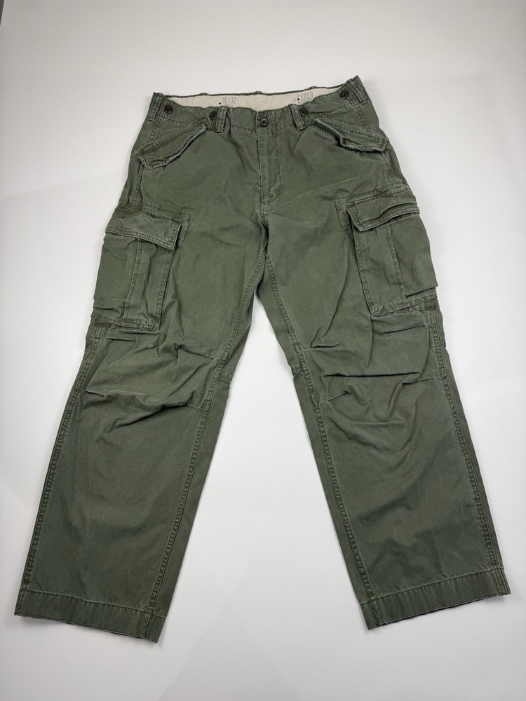 Gap Cargo Pants Mens 35x31 Green Loose Fit Military Paratrooper Trousers Baggy
