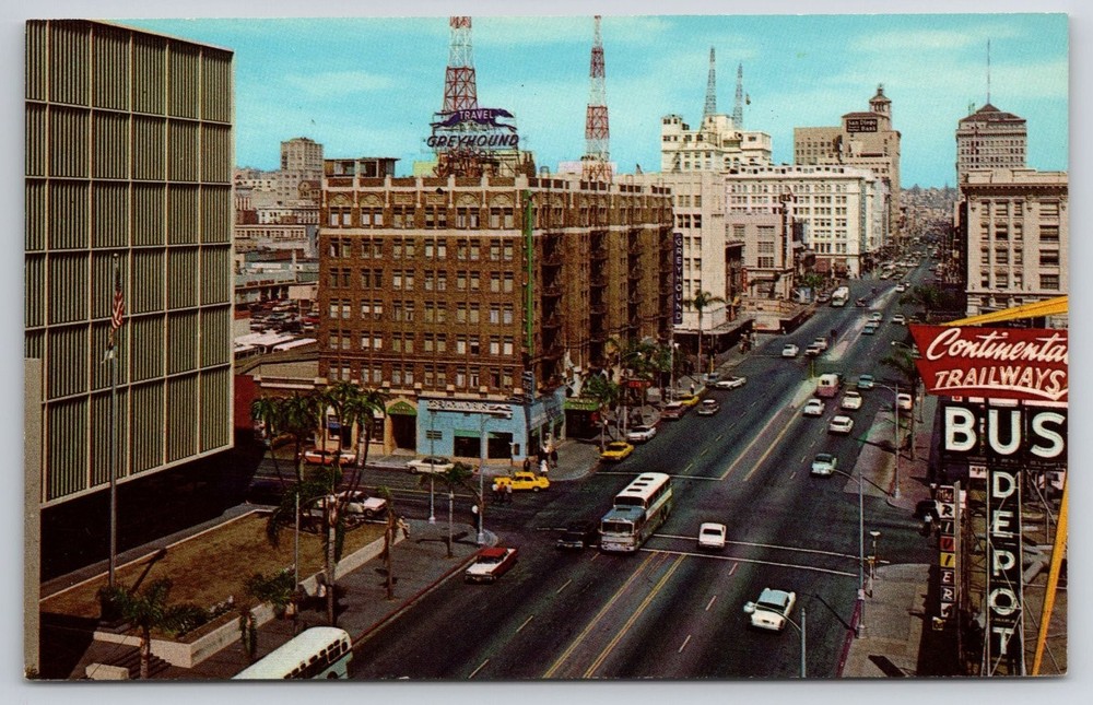 Vintage San Diego CA Broadway Street Scene Postcard 1950s Curteichcolor