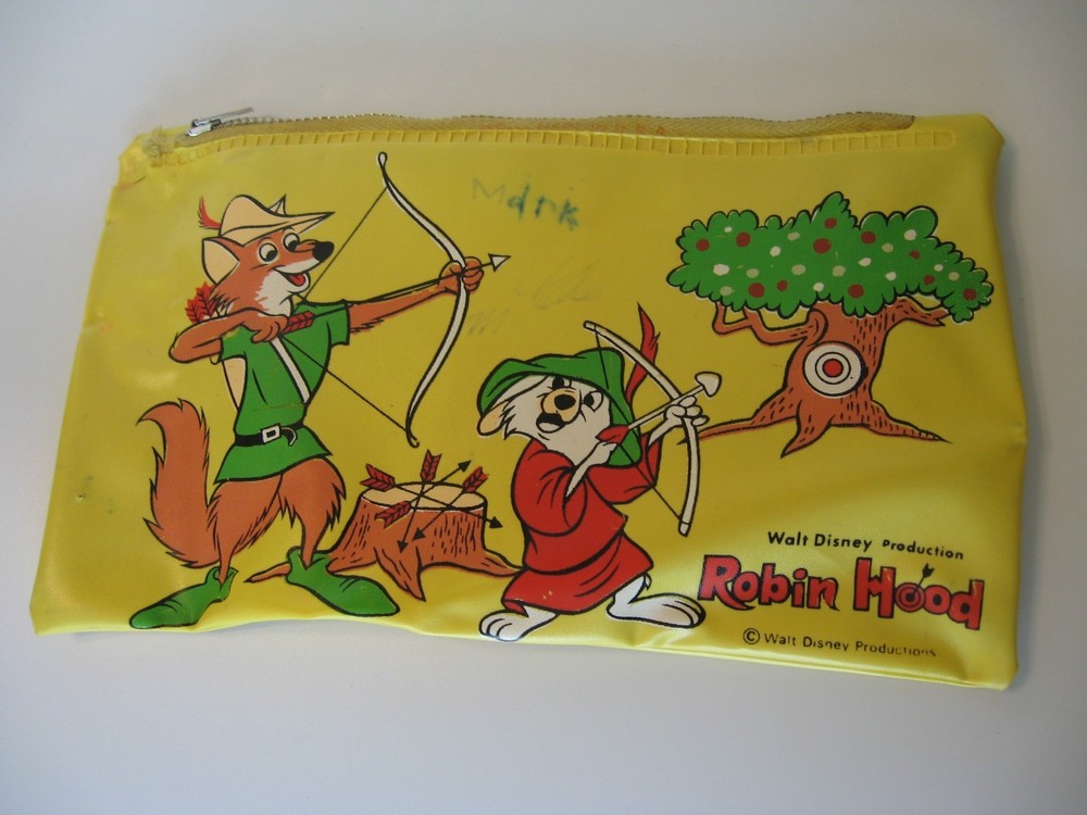 Vintage Robin Hood Vinyl Pencil Bag Pouch Case Walt Disney