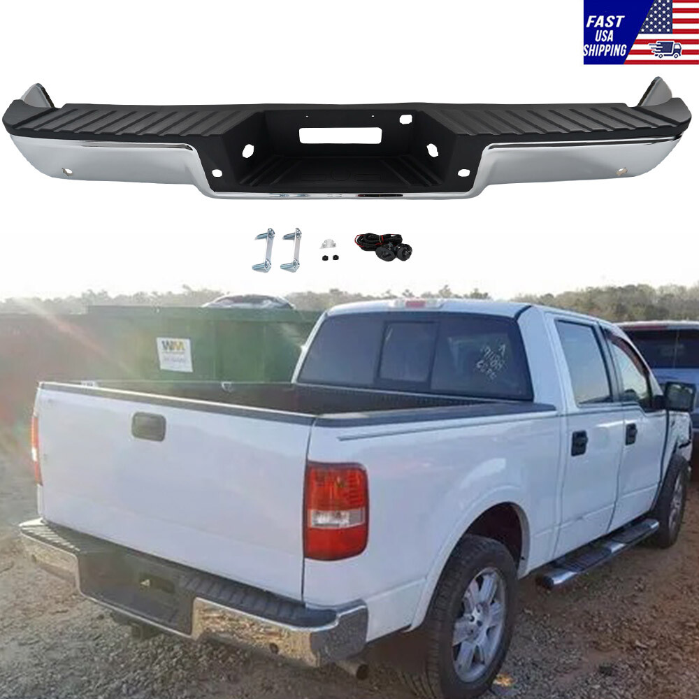 Chrome Rear Step Bumper Assembly For 2006-2008 Ford F-150 w/Object Sensor Holes