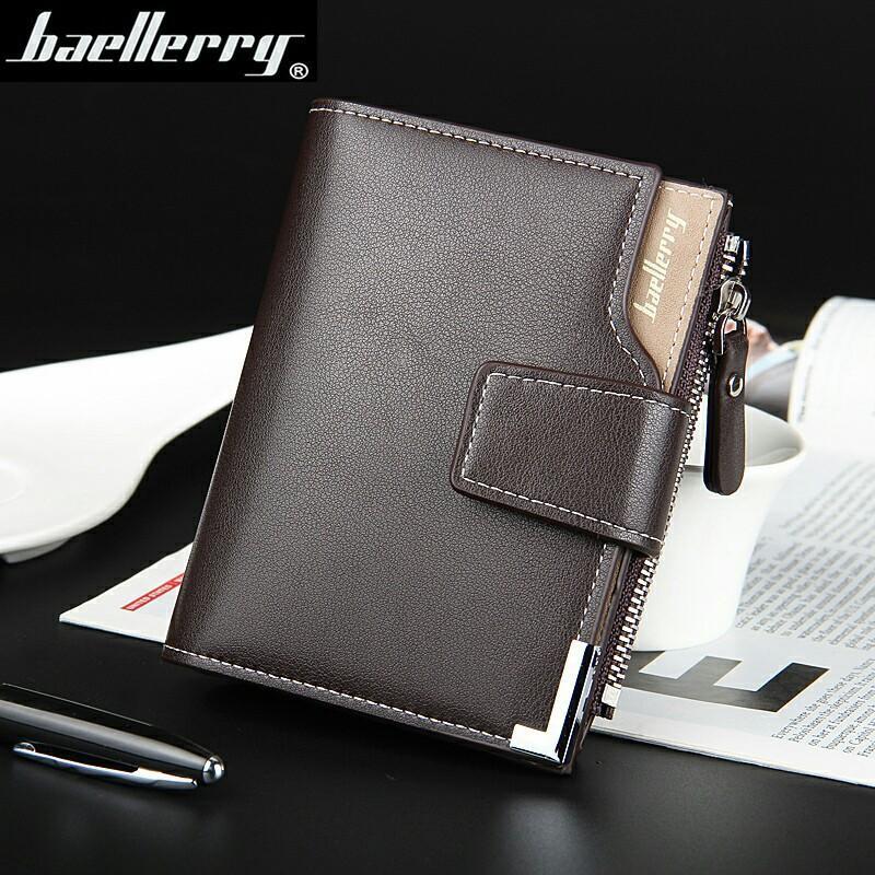 Modern Multicolor Leather Zipper Wallet for Men – Compact Credit Card Holder