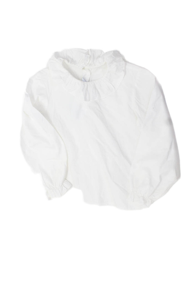 Bella Bliss Girls Cotton Collar Button Back Long Sleeve Blouse Top White Size 8Free Shipping in US $100+ Orders | $6.95 Orders Below
