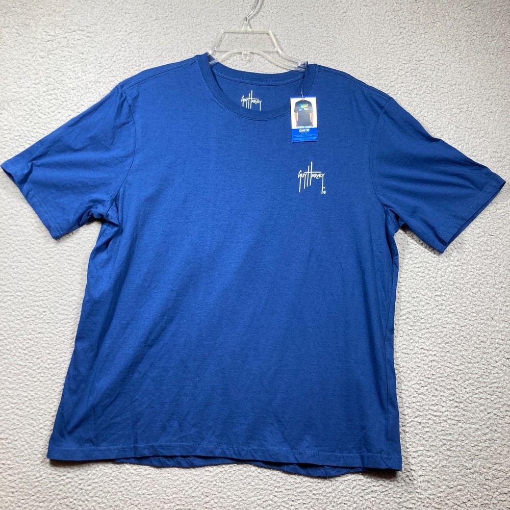 Guy Harvey NEW T Shirt Adult Large Blue 2019 Short Sleeve Fish Whale Graphic