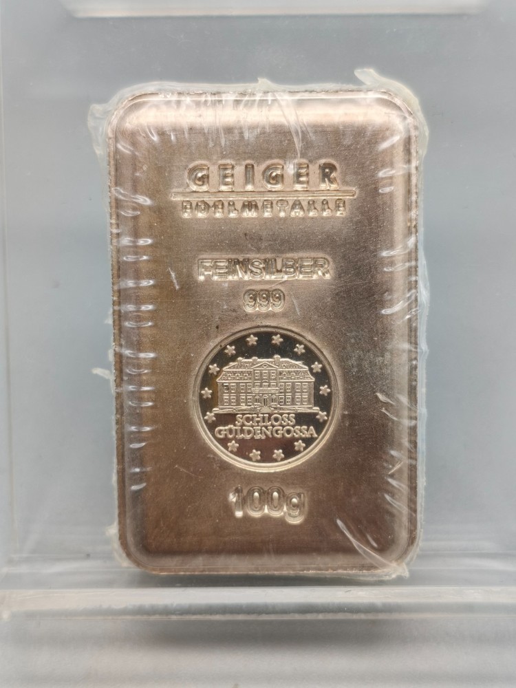 Geiger Edelmetalle 100 gram 999 Fine Silver Bar