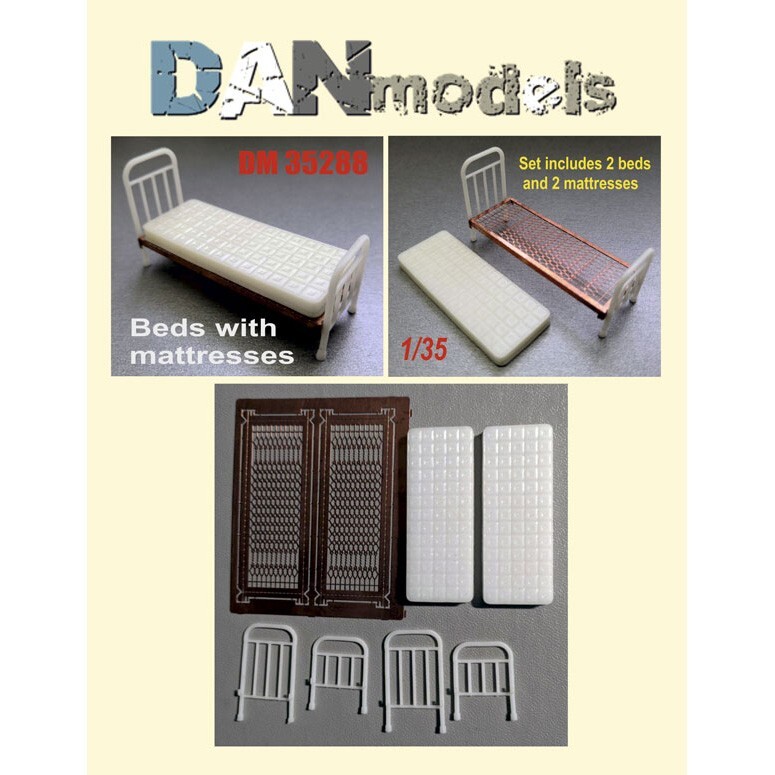 Dan Models 35288 Scale 1:35 Accessories for Diorama. Beds with Mattresses 2 pcs