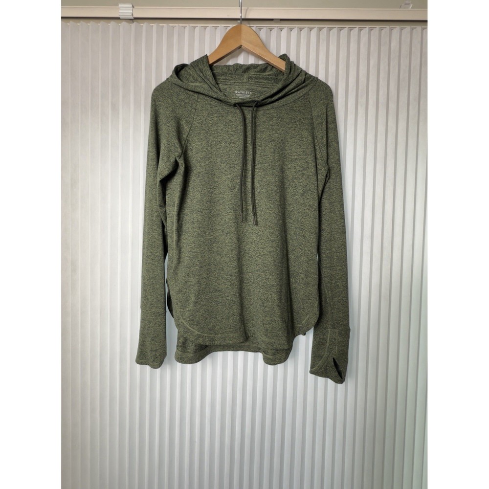 Athleta Womens Green  Long Sleeve Pullover Athletic Hooded Sweatshirt Size S
