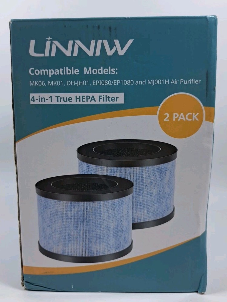 LINNIW 2 Pack 4 In 1 True HEPA filters for MK06,MK01,DHJ01,EPI080,EP1080,MJ001H