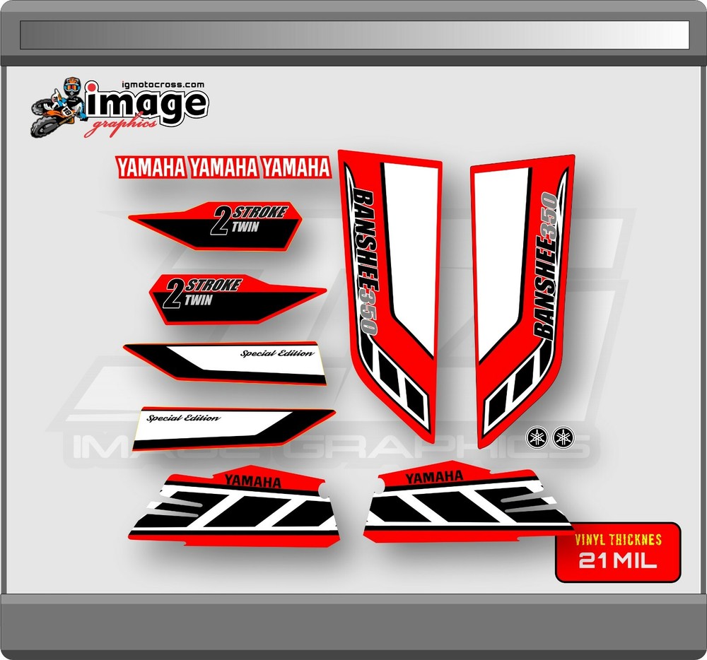 Yamaha banshee graphics KIT RED 21MIL  THICK HIGH GLOSS