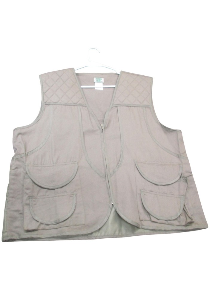 Ozark Trail Vest Mens XL Beige Canvas Quilted Full Zip Hunting Outdoor Pockets
